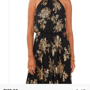 MSK Black and Gold Strapless Dress